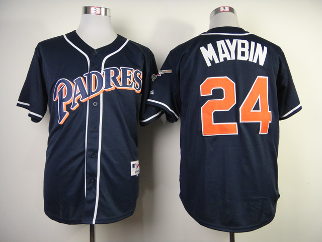 Men San Diego Padres 24 Maybin Blue Throwback MLB Jerseys